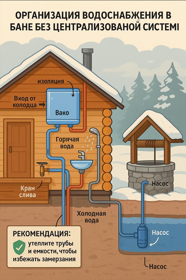 Автономное водоснабжение в бане
